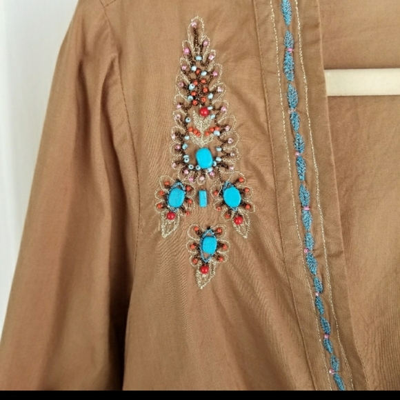 👑22/24 Venezia turquoise beaded tie top jacket - Picture 5 of 8